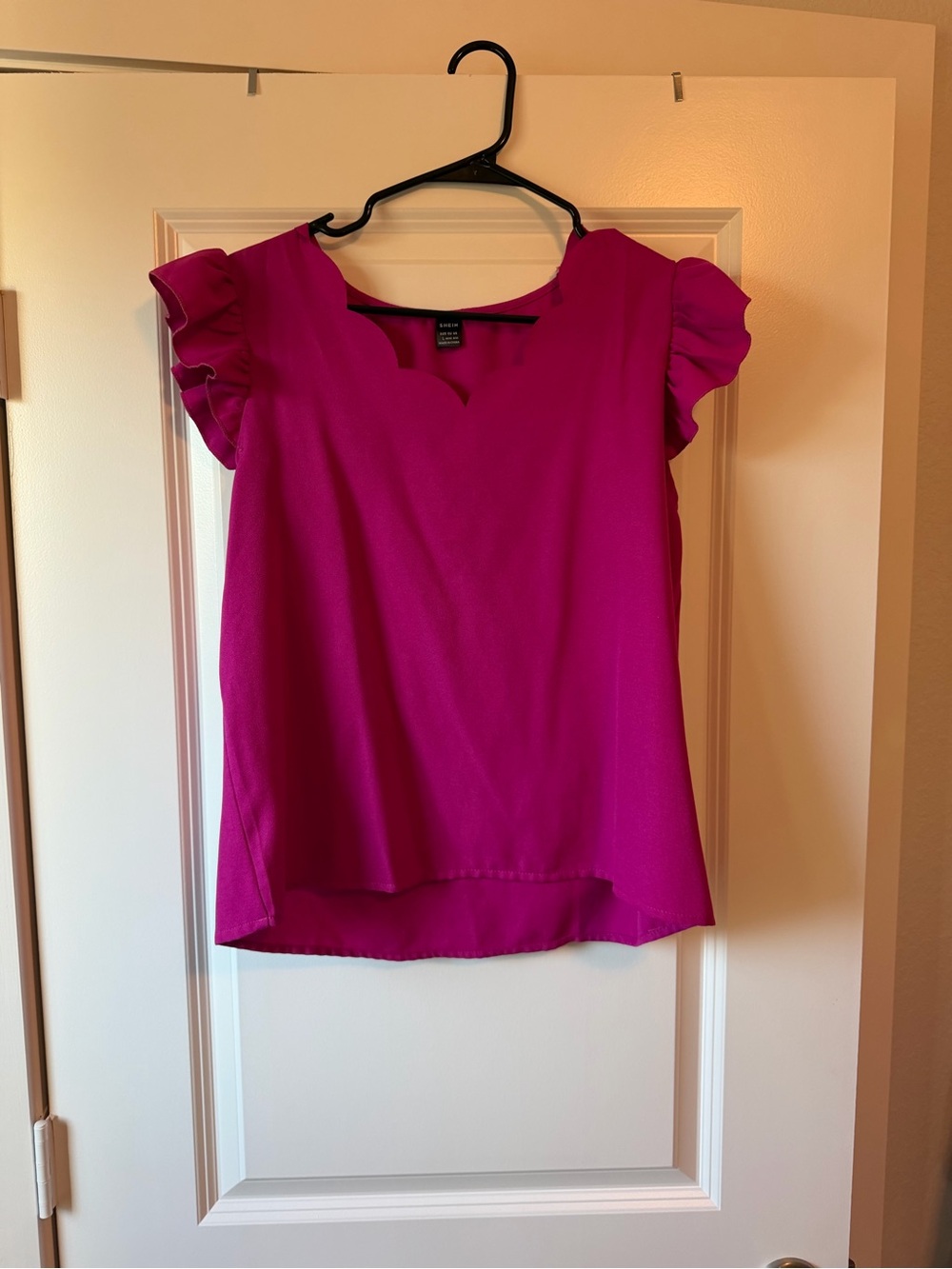 Fuchsia Ruffle Sleeve Women's Top - Unknown Brand